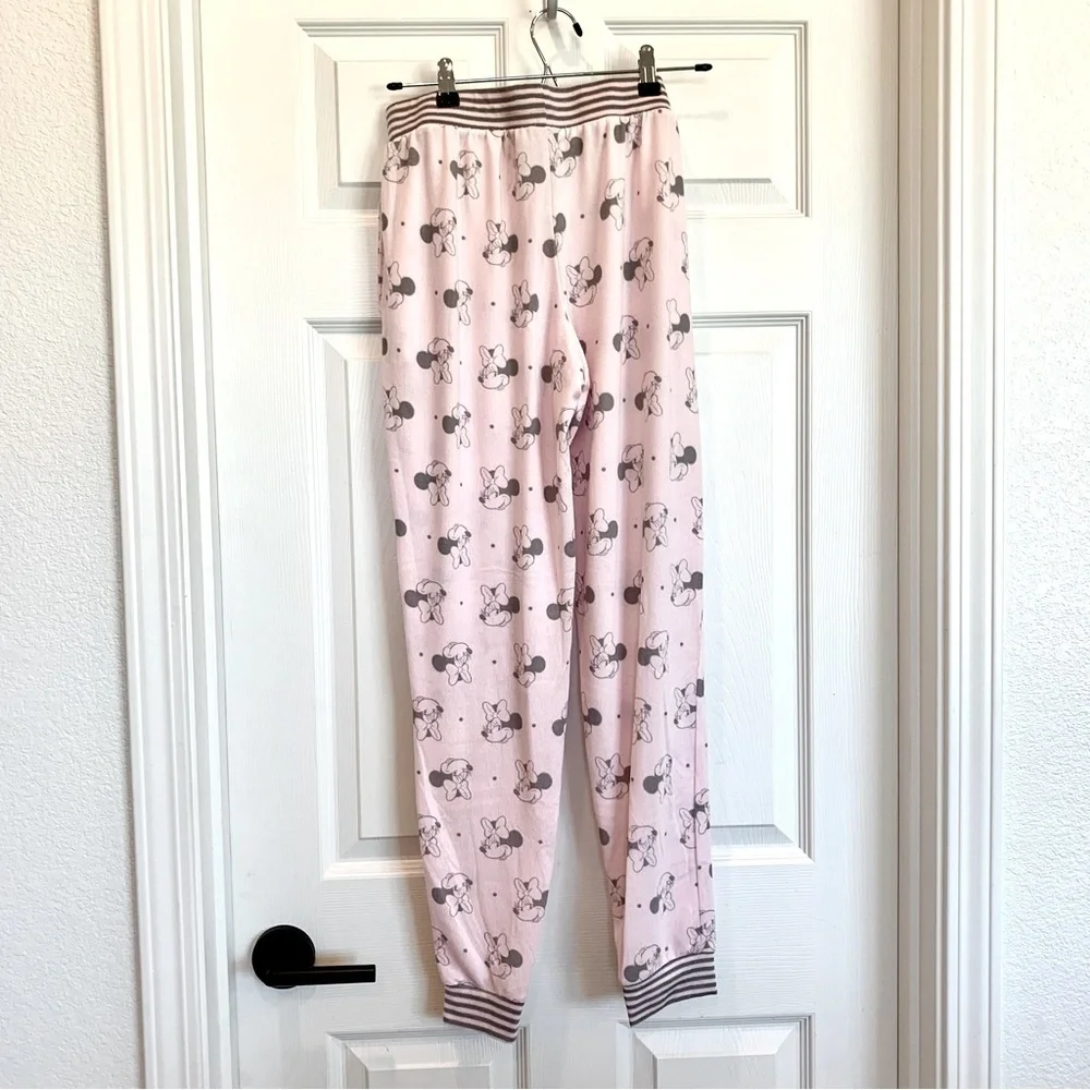 🎀 NWOT Minnie Mouse Light Pink Brushed Knit Jogger Pajama Pants Disney - Picture 7 of 14
